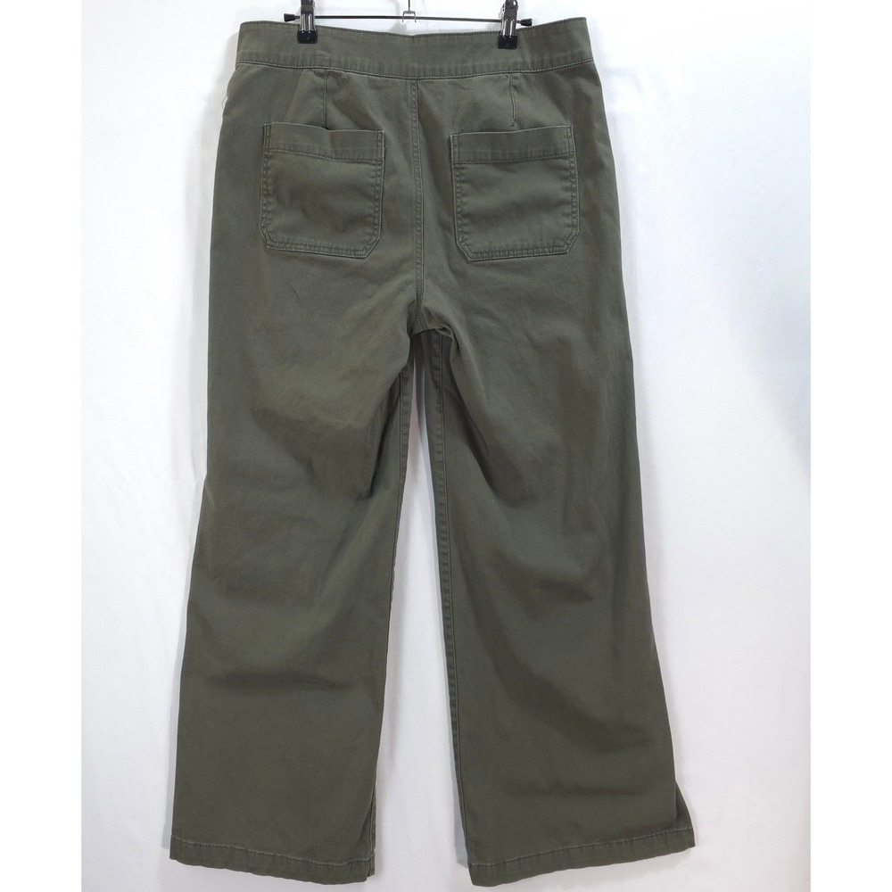 St Johns Bay Wide Leg Pants Sailor Button Women 10 Olive Green Nautical Style - Picture 3 of 12